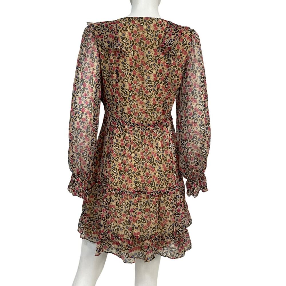 Joie Floral Pale Khaki Multi Tan Adanson Dress Size 4 - Picture 3 of 5